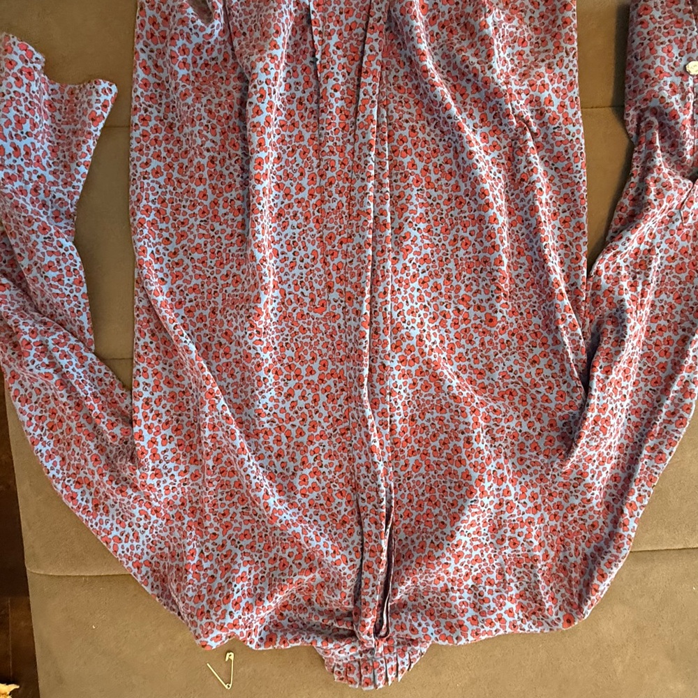 Equipment Red And Blue Patterned Blouse - image 2